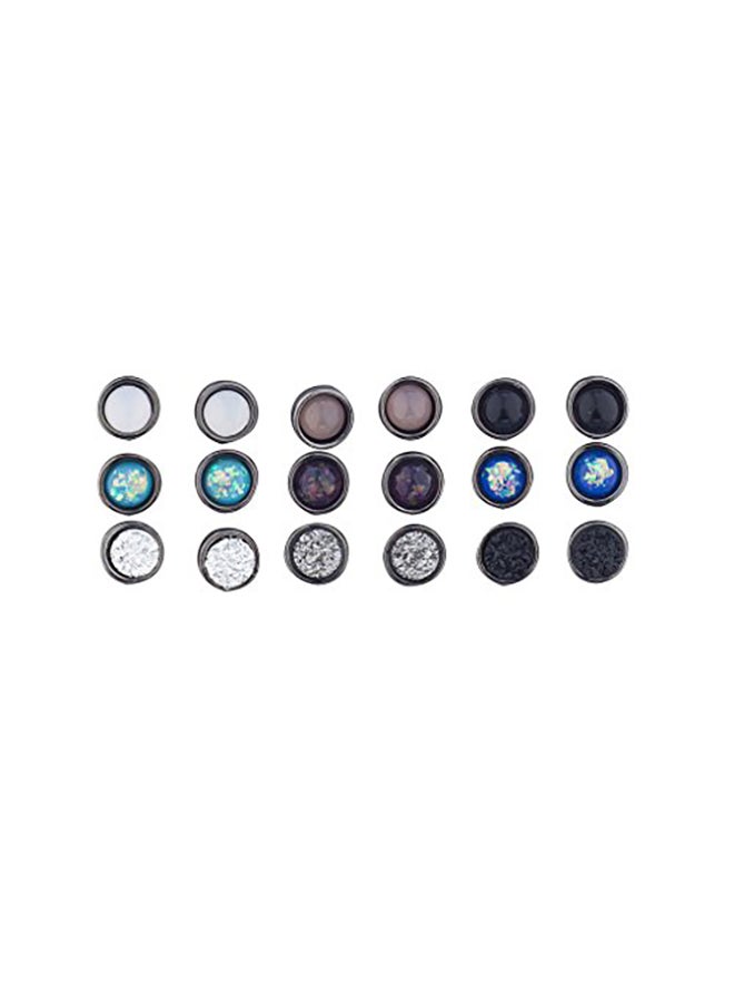 Lux Accessories Pair Of 9 Hematite Circle Stone Metal Studs - Image 1
