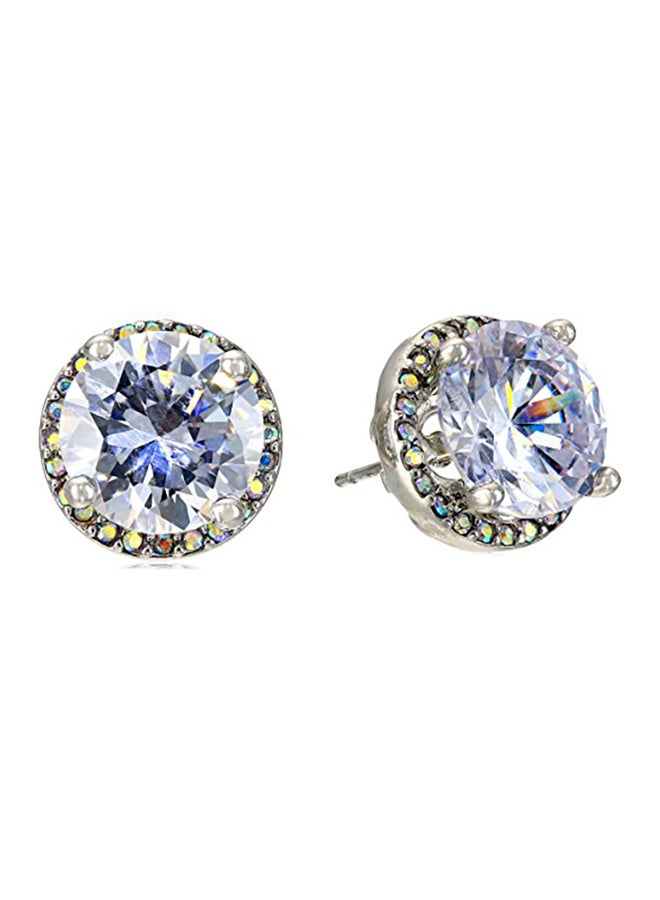Betsey Johnson Rhodium Crystal Medium Metal Studs - Image 1