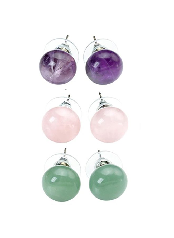 Jovivi 3 Pair Round Ball Stainless-Steel Stud Earrings  - Image 1