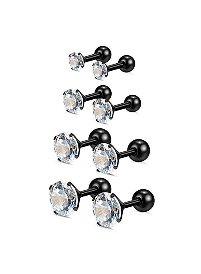 Charisma Pair Of 4 Stainless Steel Cubic Zirconia Helix Tragus Barbell Metal Studs  - Image 1