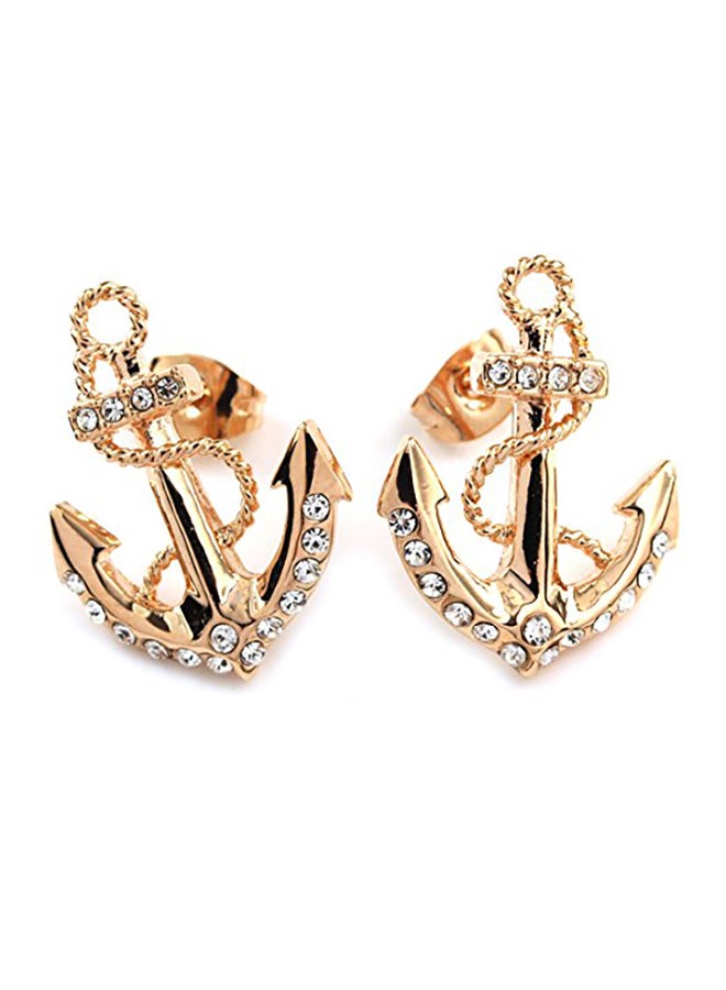 إف سي جوري أقراط كبس مصنوعة من خليط معدني بتصميم عليه رسمة مرساة - Image 1