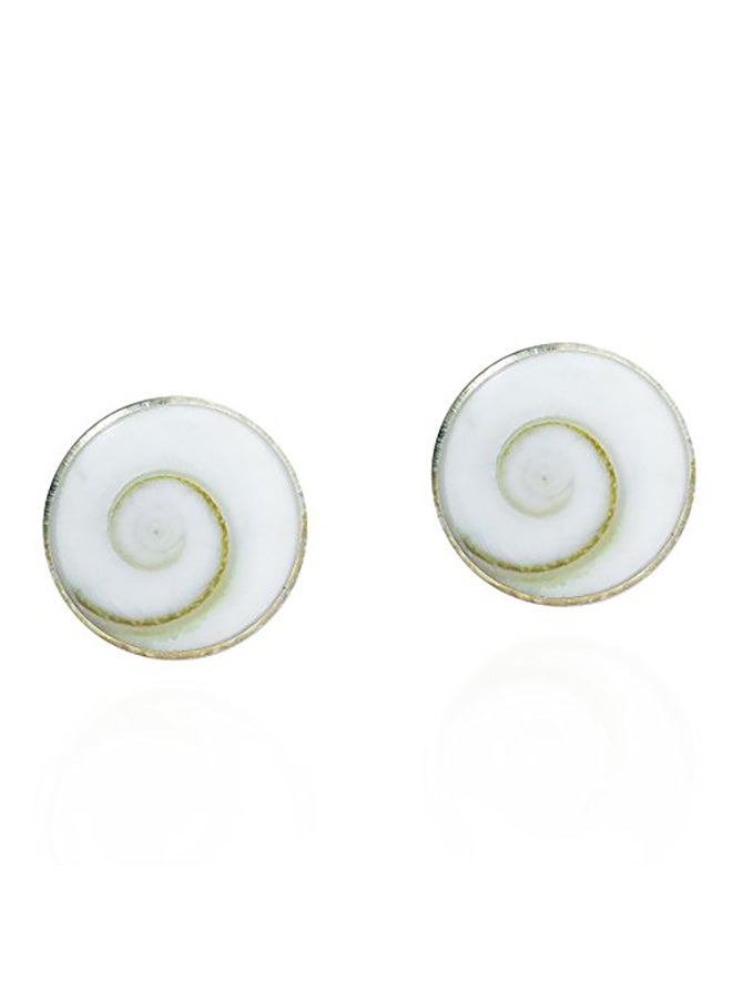 AeraVida - Round Swirl Shiva Shell  925 Sterling Silver Earrings - Image 1