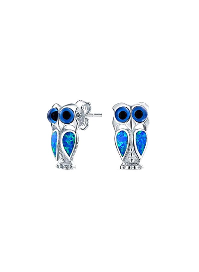 BLING JEWELRY - 925 Sterling Silver Owl Shape Earrings - Image 1