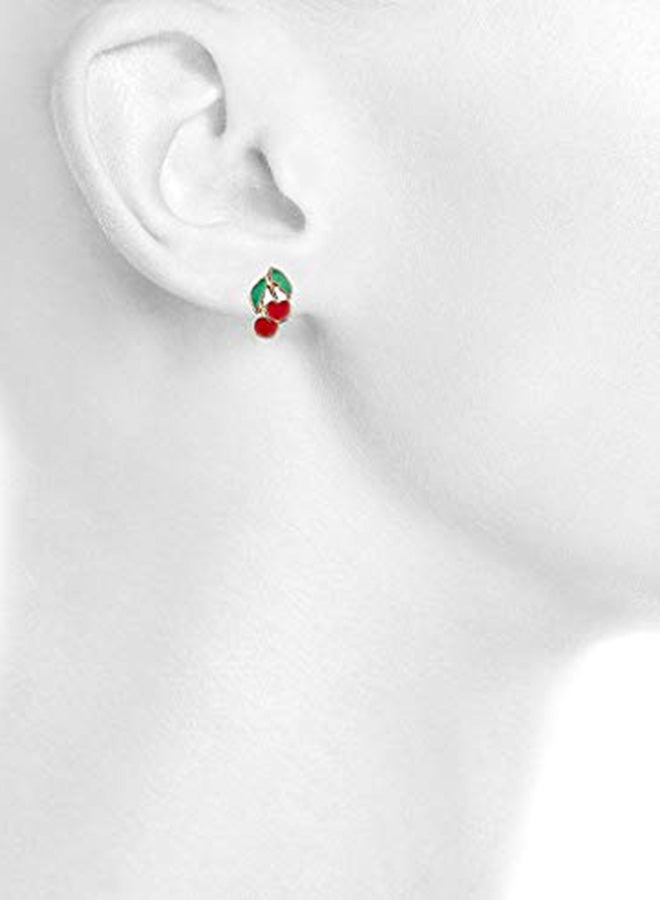 Lux Accessories 6-Piece Gold Tone Enamel Tropical Fruit Brass Earring Set - Image 2