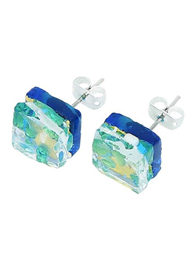 GlassOfVenice Glass Venetian Reflections Square Stud Earrings - Image 2