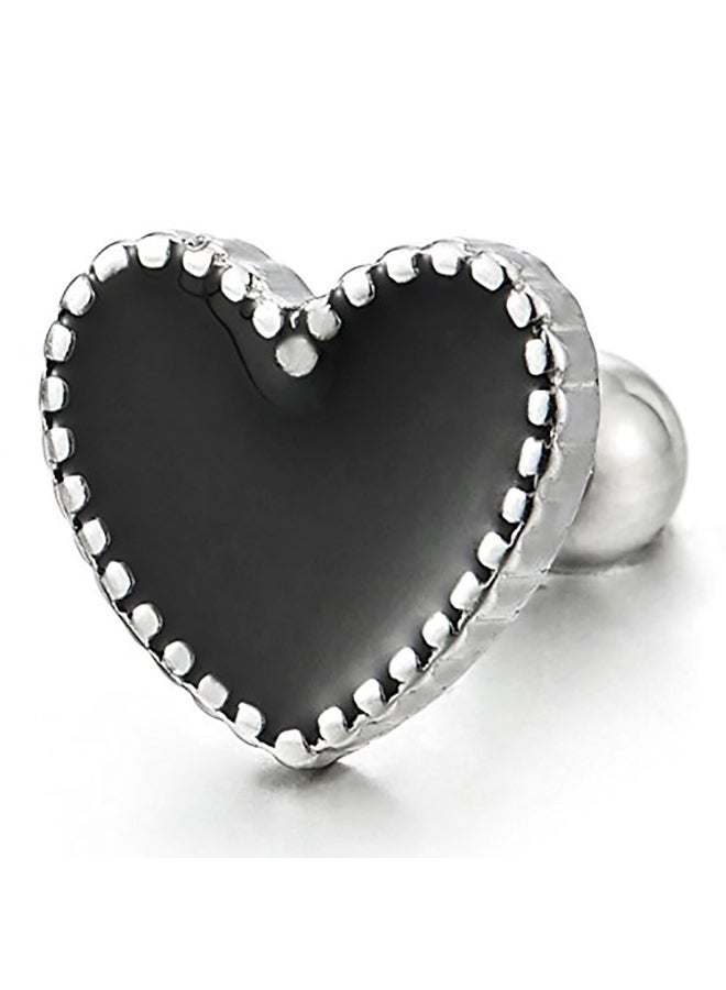 COOLSTEELANDBEYOND - Heart Shape Stainless-Steel Stud Earrings - Image 1