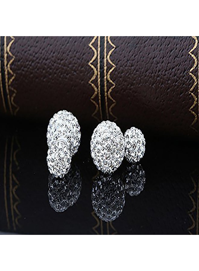 ديب أقراط كروية من الفضة الإسترليني عيار 925 مزينة بالكريستال القبلي وحجر الراين من الوجهين - Image 3