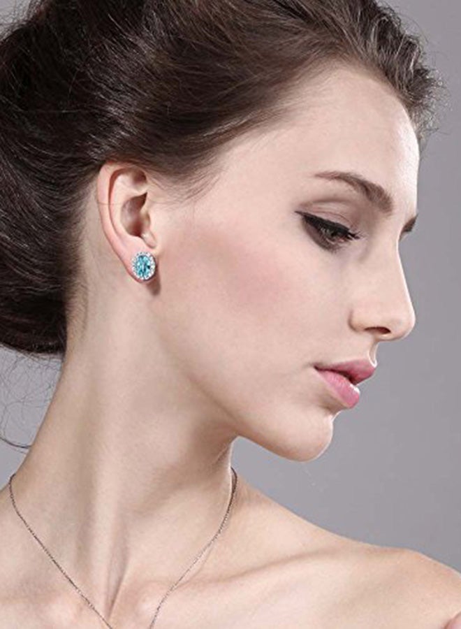 جم ستون كينج أقراط أذن بيضاوية الشكل من الفضة الاسترليني عيار 925 - Image 2