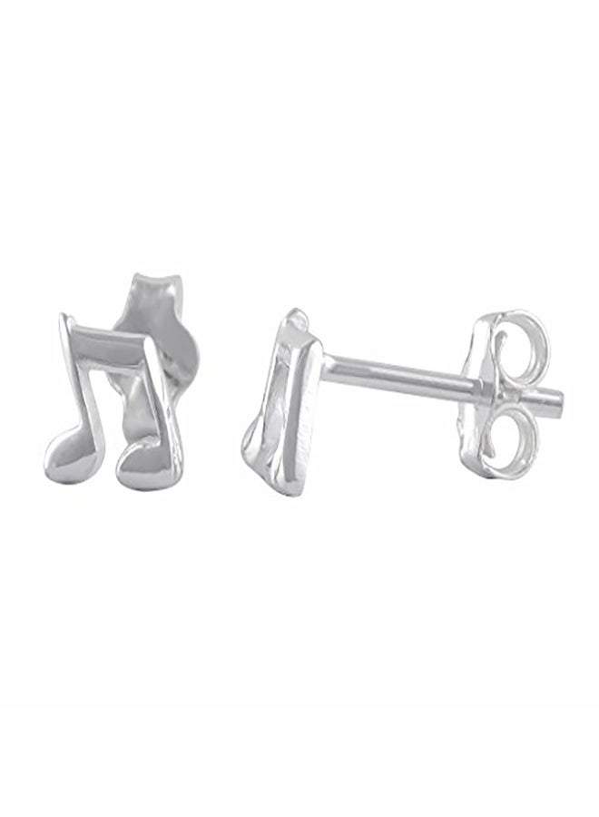 SilverCloseOut - 925 Sterling Silver Music Note Earrings - Image 1