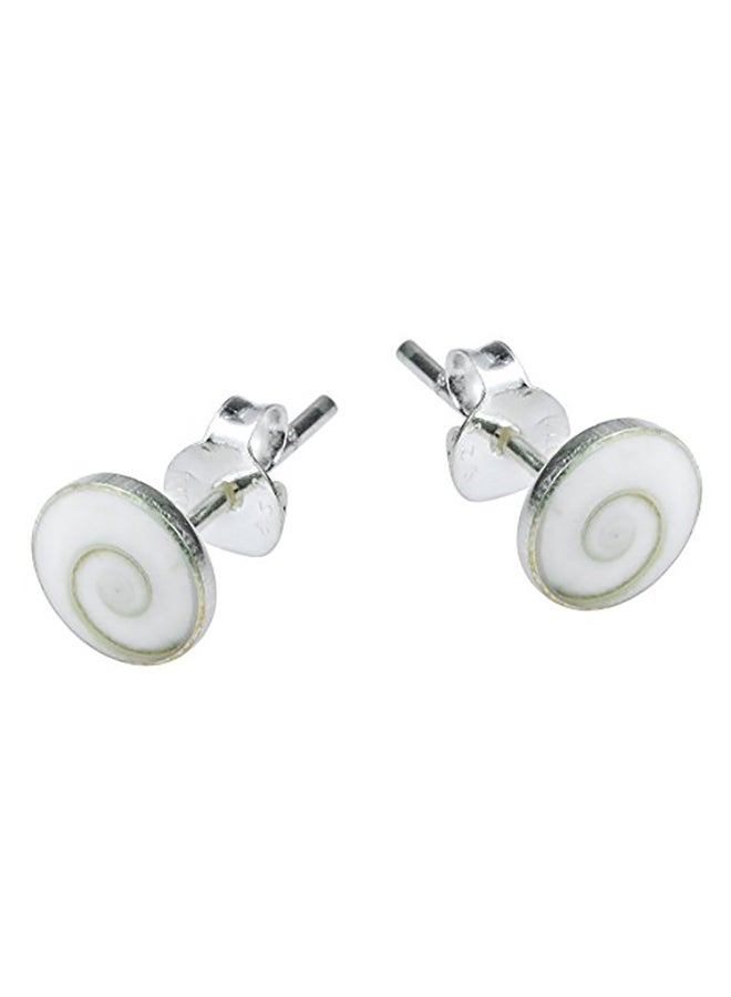 AeraVida - Round Swirl Shiva Shell  925 Sterling Silver Earrings - Image 1