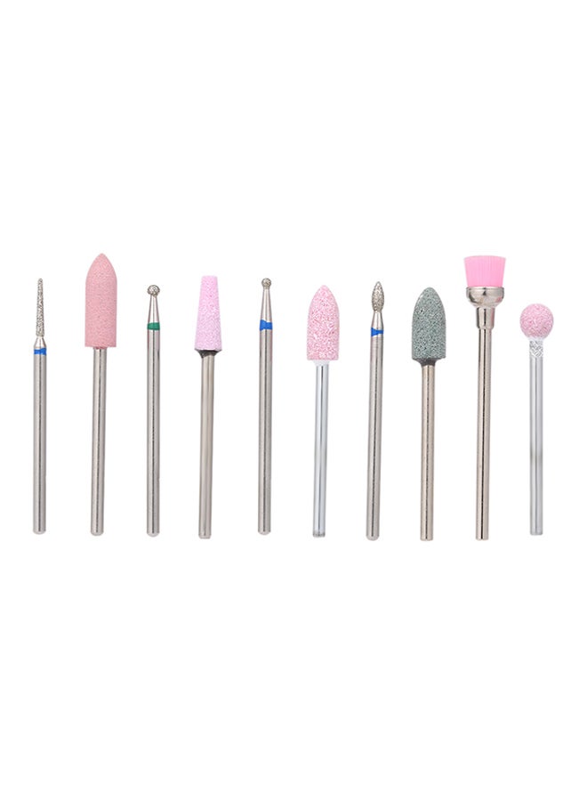 10-Piece Nail Drill Bits Cuticle Cleaner Tools Multicolour - Image 1
