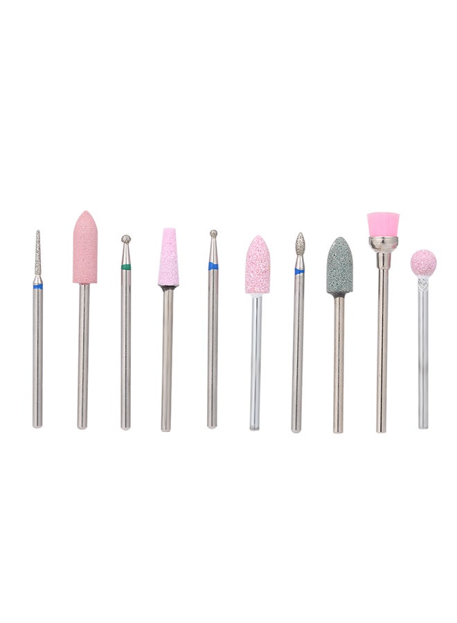 10-Piece Nail Drill Bits Cuticle Cleaner Tools Multicolour - Image 2