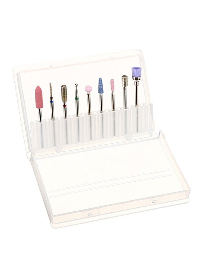 9-Piece Nail Drill Bits Cuticle Cleaner Tools Multicolour - Image 2