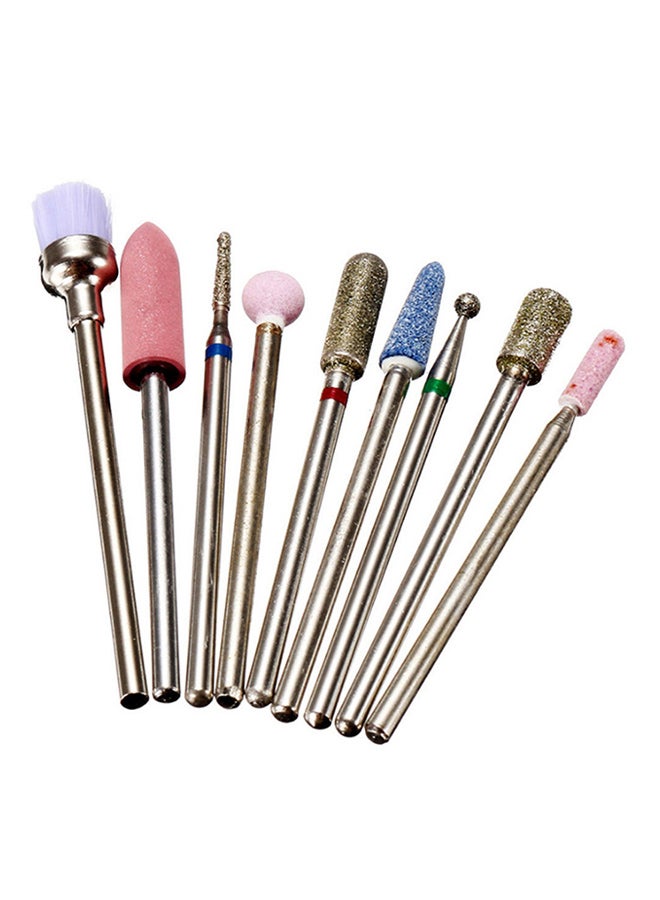 9-Piece Nail Drill Bits Cuticle Cleaner Tools Multicolour - Image 1