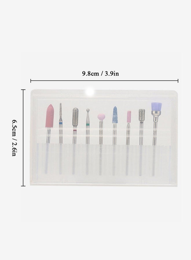 9-Piece Nail Drill Bits Cuticle Cleaner Tools Multicolour - Image 3
