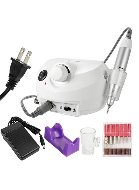 Professional Electric Drill Machine With File Polisher Manicure Kits Nail Salon Tools White