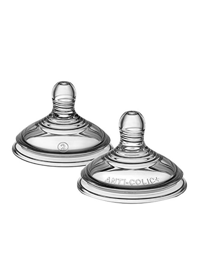 tommee tippee Advanced Anti-Colic Medium Flow Nipple, 3+ Months, Pack Of 2 - Clear  - Image 1