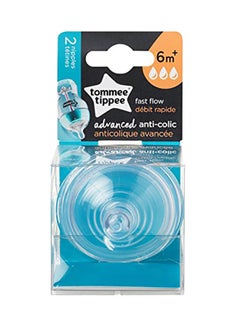 tommee tippee Advanced Anti-Colic Fast Flow Nipple, 6+ Months, Pack Of 2 - Clear  - Image 2
