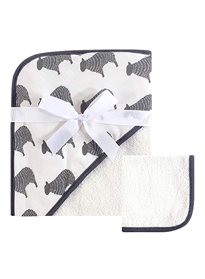 Print Woven Hooded Towel And Washcloth