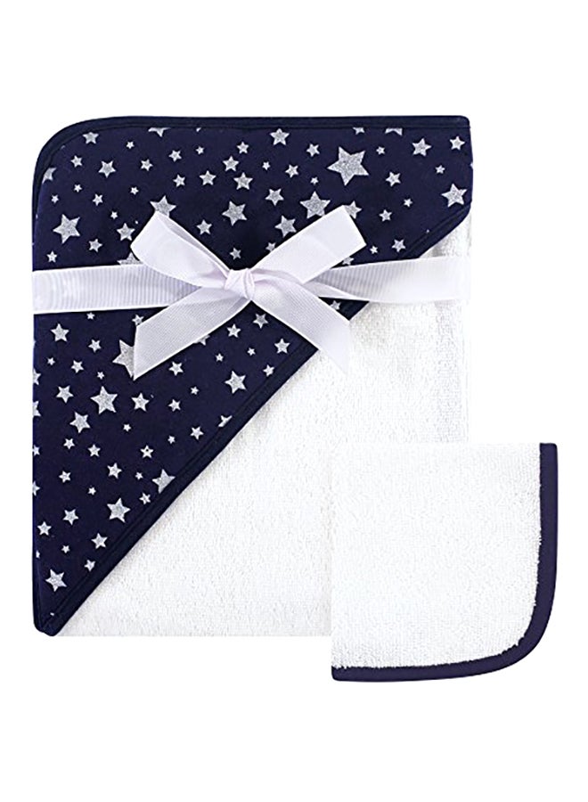 hudson baby Print Woven Hooded Towel And Washcloth Set 