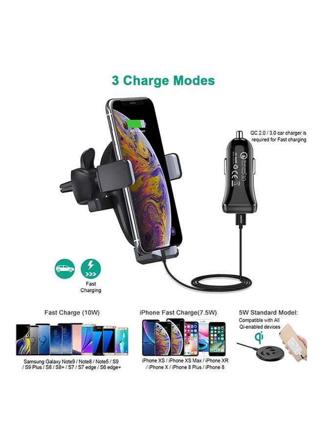 CHOETECH - T530-S One Touch Air Vent Phone Mount Holder Wireless Charger Black - Image 1