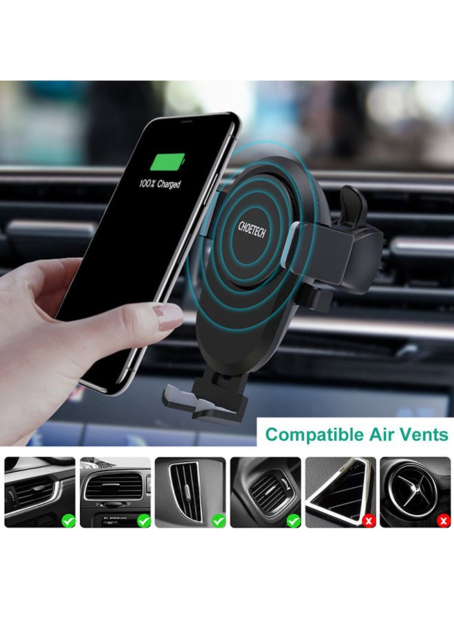 CHOETECH - T530-S One Touch Air Vent Phone Mount Holder Wireless Charger Black - Image 1