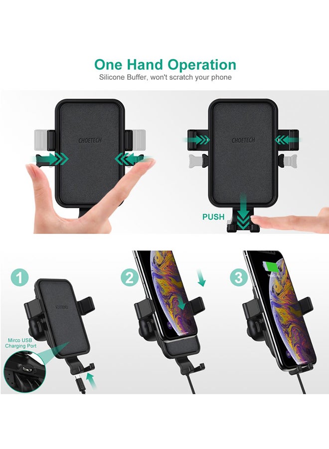 CHOETECH T541-S 10W Fast Car Wireless Phone Holder With Charger Black  - Image 3