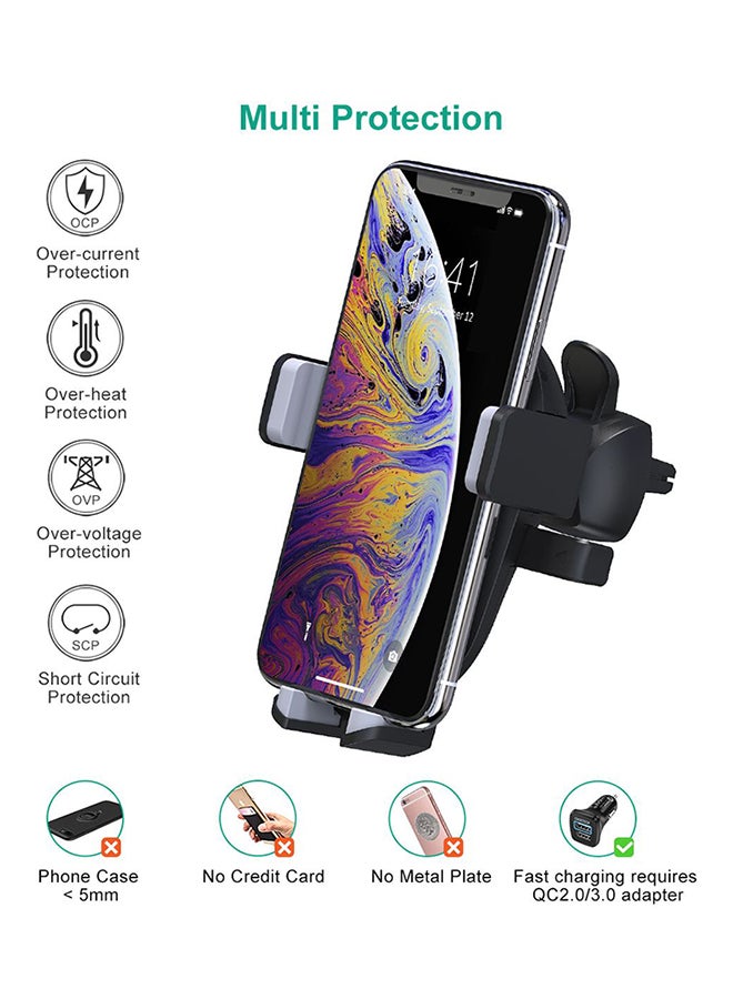 CHOETECH - T530-S One Touch Air Vent Phone Mount Holder Wireless Charger Black - Image 1
