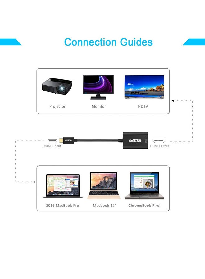 CHOETECH Usb C To HDMI Adapterx For 2017/ 2016 Macbook Pro Black - Image 3