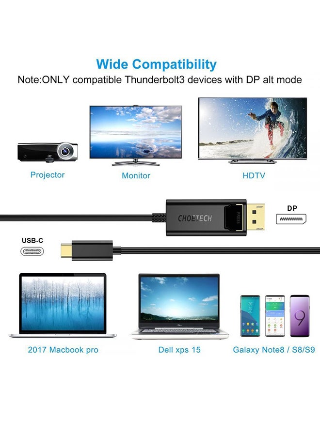 CHOETECH USB-C To Displayport Adapter Cable 4Kx2K, 60Hz (4Ft/1.2M) For 2017 Imac, 2017/ 2016 - Image 3