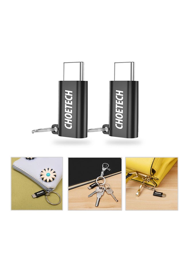 CHOETECH USB C Adapter Connector With Keychain Black - Image 2