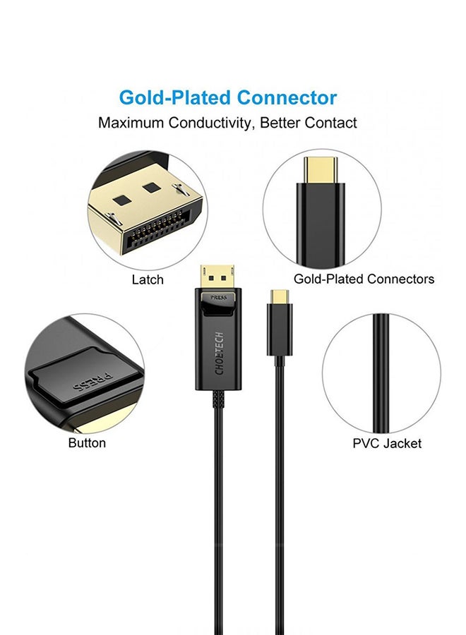 CHOETECH USB-C To Displayport Adapter Cable 4Kx2K, 60Hz (4Ft/1.2M) For 2017 Imac, 2017/ 2016 - Image 2