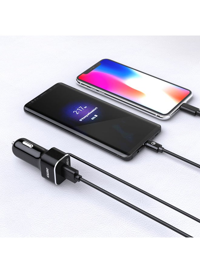 CHOETECH QC 3.0 Car Charger With Built-In Type-C Quick Charge Cable Black - Image 5