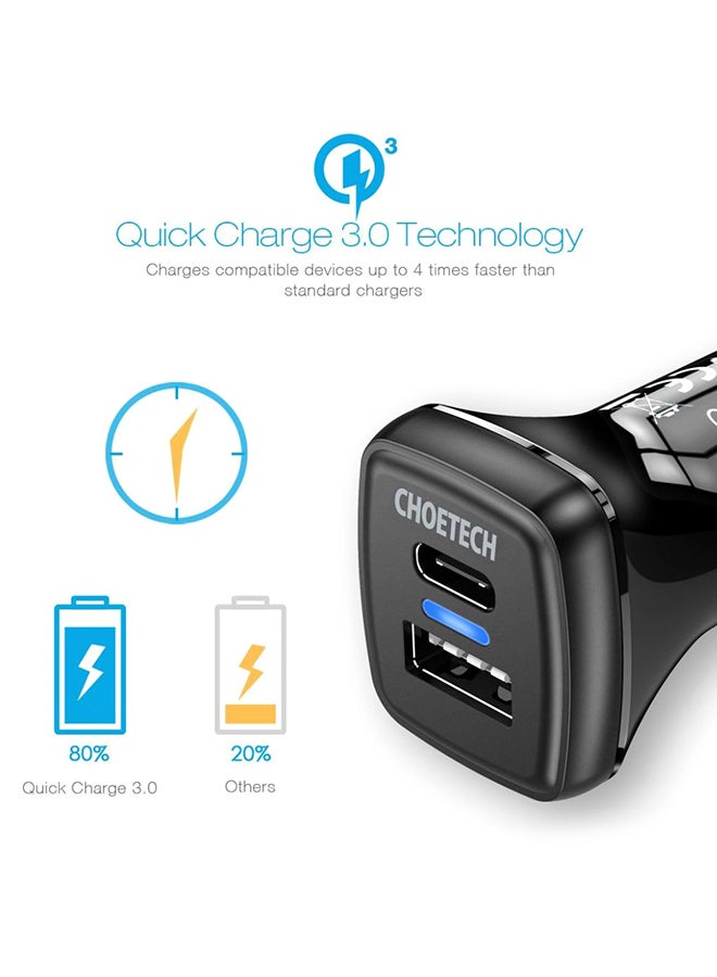CHOETECH Dual USB Car Charger Black - Image 2