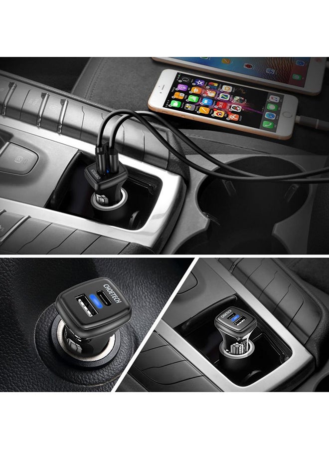 CHOETECH Dual USB Car Charger Black - Image 4