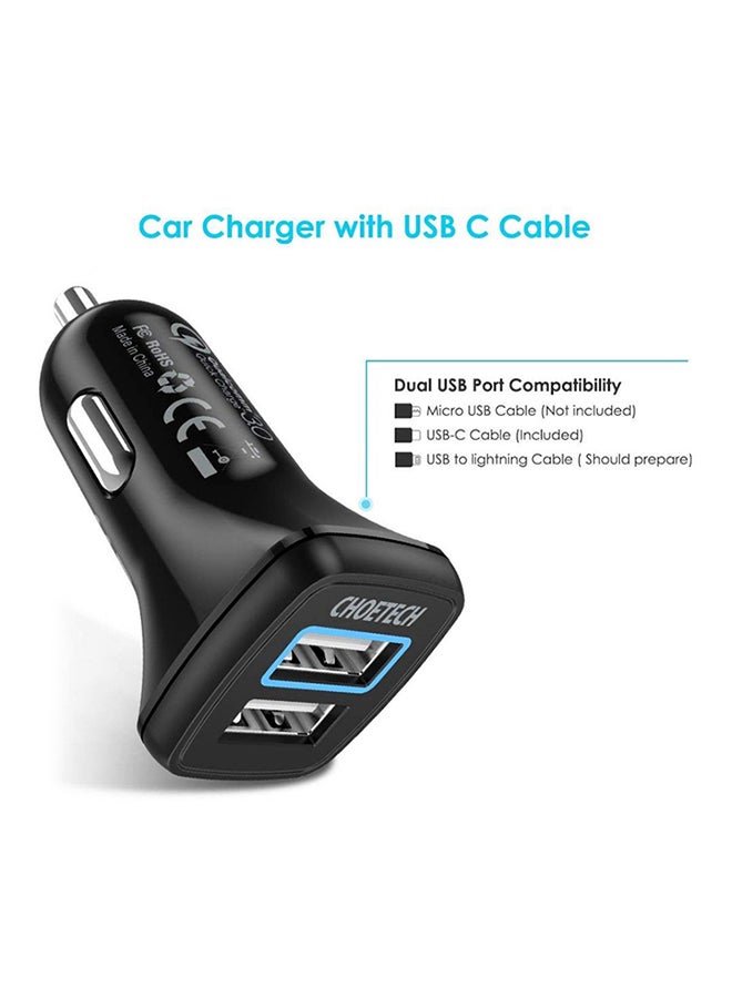 تشوتيك شاحن سيارة بمنفذي USB أسود - Image 2