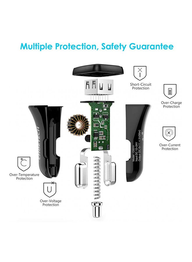 تشوتيك شاحن سيارة بمنفذي USB أسود - Image 3