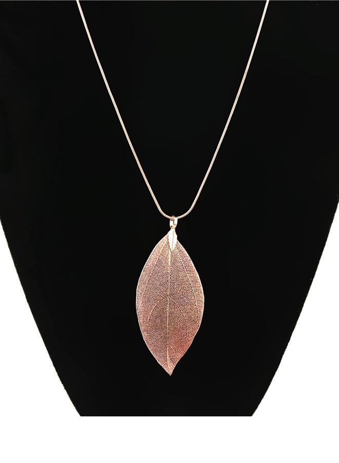 Fashion Natural Alloy Leaf Pendant Necklace Long Sweater Chain for Women Jewelry Gift