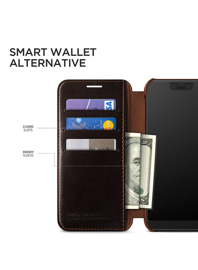 VRS Design - Layered Dandy Wallet Case Cover For Google Pixel 3 XL Dark Brown - Image 1