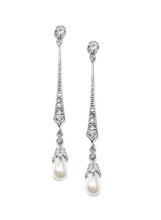 Mariell Brass Pearl Dangle Earrings - Image 1