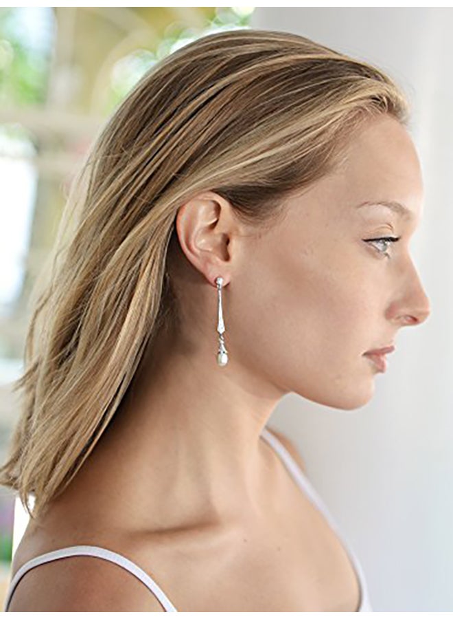 Mariell Brass Pearl Dangle Earrings - Image 2