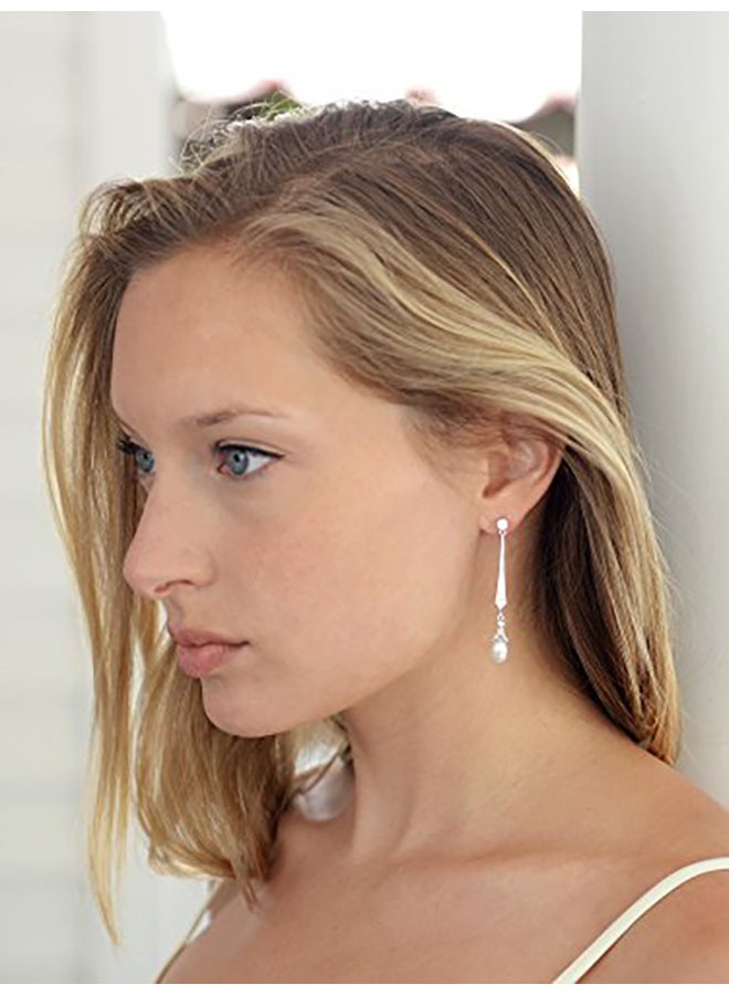 Mariell Brass Pearl Dangle Earrings - Image 3