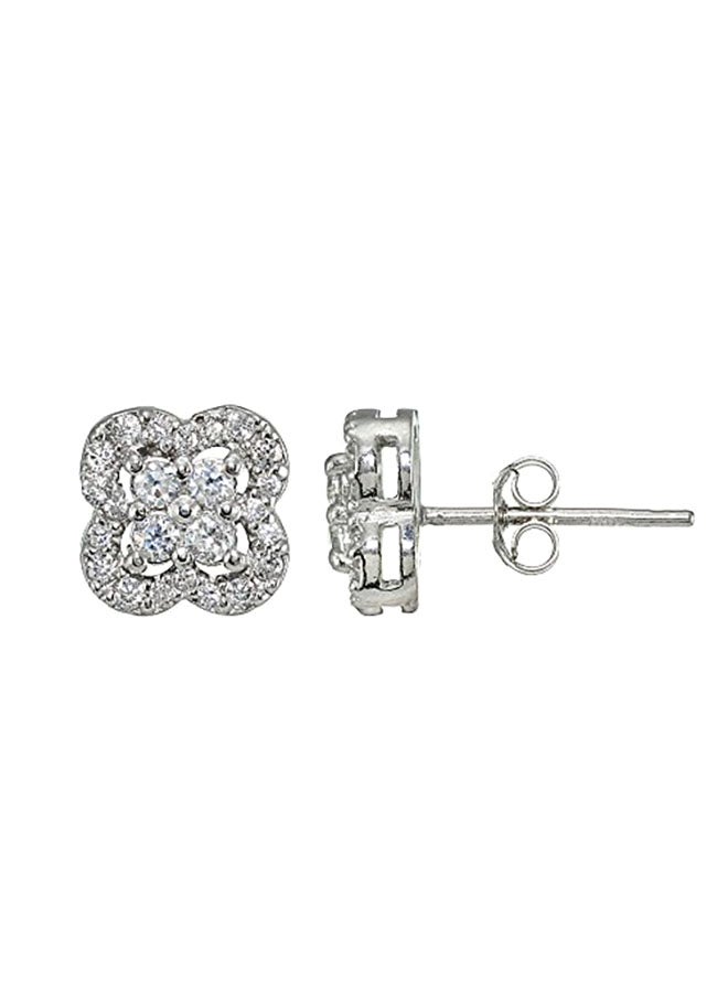 Hoops & Loops - 925 Sterling Silver Zircon Stud Earrings - Image 1