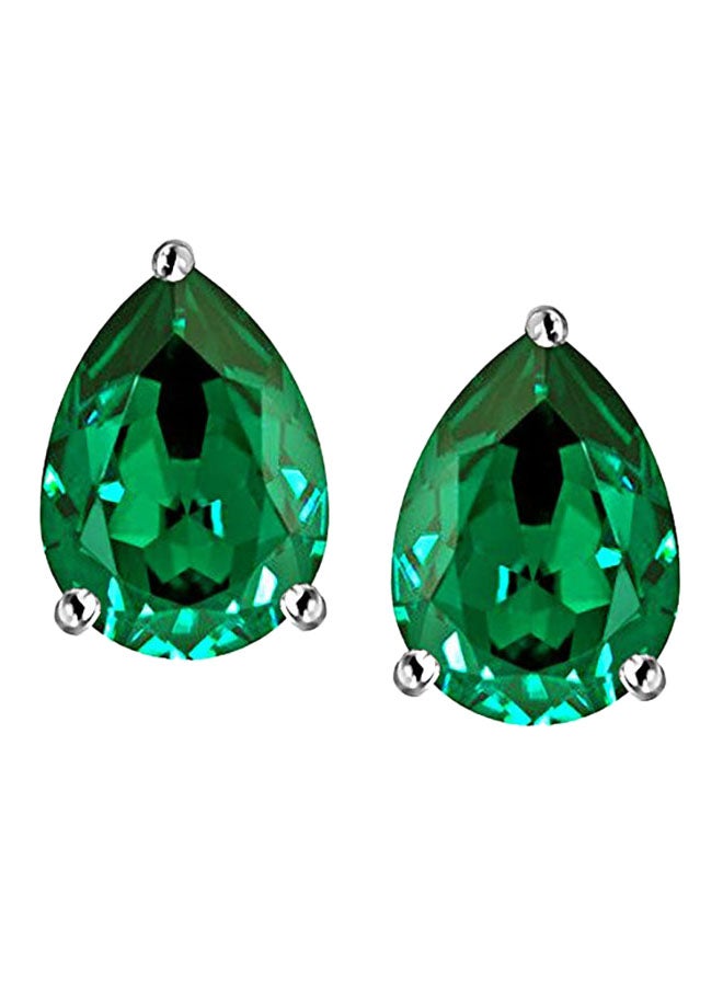 925 Sterling Silver Emerald Stud Earrings