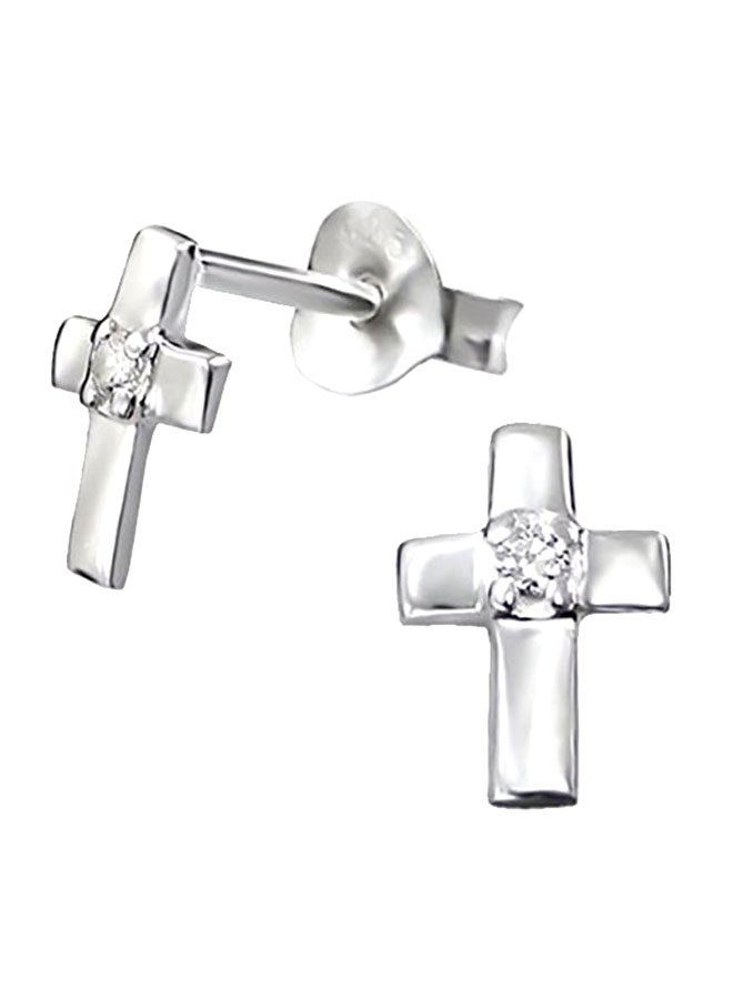 بي تي إن للفضيات - 925 Sterling Garnet Stud Earrings - Image 1