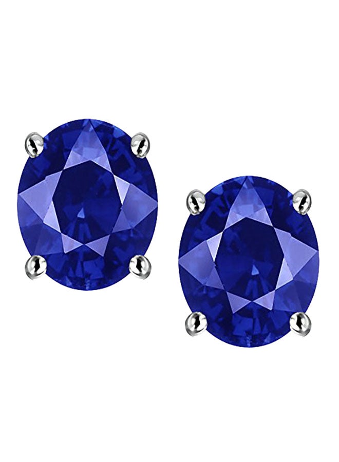 ستار كيه أقراط كبس من الفضة الإسترليني عيار 925 مرصعة بالياقوت الأزرق