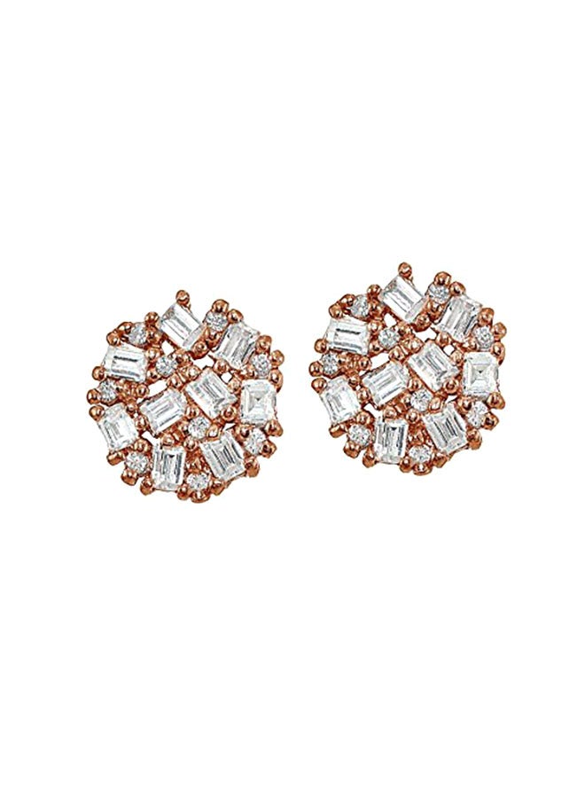 Hoops & Loops Sterling Silver Baguette And Round Cut Cubic Zirconia Studs Earrings - Image 1