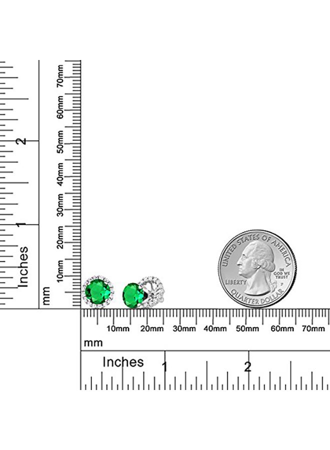 GEM STONE KING - 925 Sterling Silver Emerald Stud Earrings - Image 1