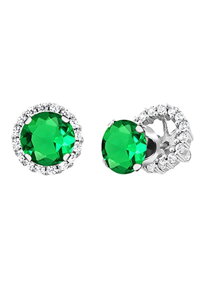 GEM STONE KING - 925 Sterling Silver Emerald Stud Earrings - Image 1