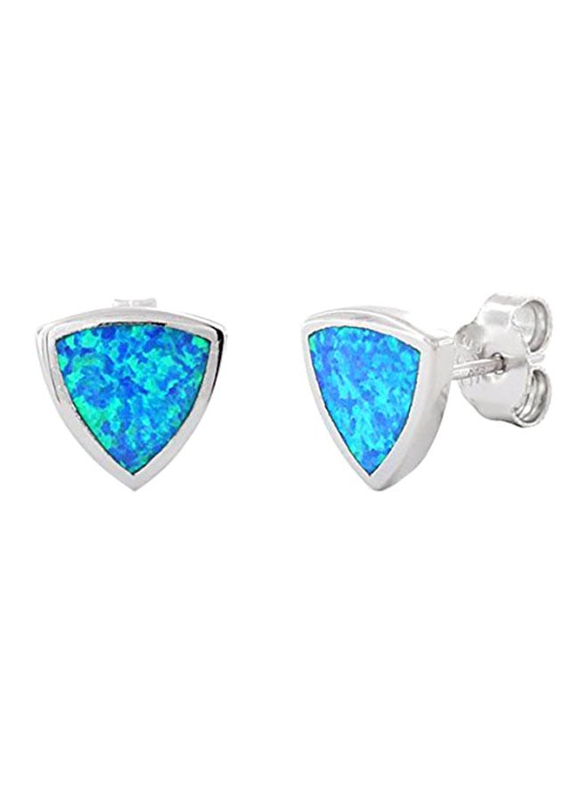 SilverCloseOut 925 Sterling Silver Opal Stud Earrings - Image 1